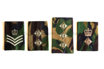 British military military version of forest camouflage DPM set of military rank epaulettes British sergeant captain Lieutenant Colonel