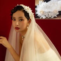 Sanshengshi Republic of China style retro hat French veil Tour tour Joker simple lace flower Pearl soft yarn headdress