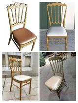 Hotel wedding banquet chair Wrought iron dining chair Aluminum Napoleon soft bag backrest chair Bamboo castle chair Leisure chair