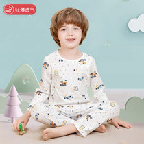 Childrens cotton home clothes thin pajamas Boy baby female male suit Boy summer air conditioning spring and autumn big children summer