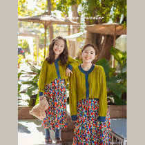 History Pea Girl Clothes Foreign Air Spring Autumn Trendy Temperament Mother-daughter Sweater 2022 New Knit Cardiovert Blouse
