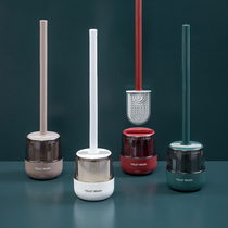 Household toilet brush without dead corners non-perforated wall hanging toilet light luxury long handle silicone cleaning set toilet brush