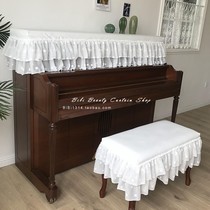 New Korean-style princess pure white double layer thickened laminated cotton dust-proof five-leaf flower piano hood half hood piano cover custom-made