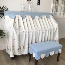 Original simple blue and white cartoon bunny boy girl dustproof piano cover full cover piano set tailor-made