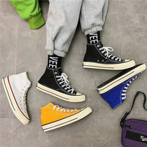 Canvas shoes mens high-help students Mens shoes Korean version of trendy shoes Joker fashion cloth shoes summer Breathable High-top shoes board shoes