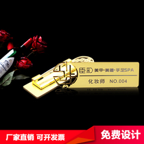 High-end 24K gold stainless steel badge custom-made staff number plate Jewelry hotel company work badge Badge nameplate