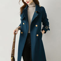 Trench coat womens long 2021 autumn new waist slim small high-end temperament age age reduction spring and autumn coat