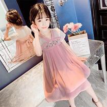 Girls dress 2021 new childrens skirt tide summer long summer Super fairy Chinese style Hanfu foreign style