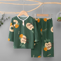 Childrens cotton home clothing thin pajamas boys baby female mens suit boys summer air conditioning spring and autumn big children summer