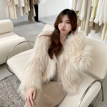 2021 Winter New encrypted raccoon hair double-sided woven fur coat womens long hair coat Young