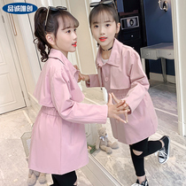 Girls windbreaker coat coat 2021 new middle school children Spring and Autumn pink clothes children loose Korean autumn coat
