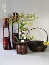 Chinese floral retro ancient bamboo Flowers Basket Bamboo Basket floral Zen Imitation Ancient Chinese Flower Arrangement Ware Flower Dodge Bamboo