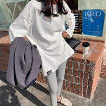 Pregnant womens coat women autumn and winter 2021 New Tide small man late pregnancy winter set plus velvet padded bottom T-shirt