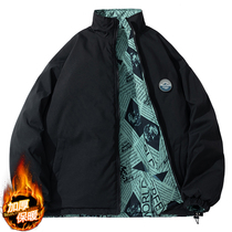 Cotton jacket men's trend autumn and winter thick collar double-sided cotton-padded men's warm winter double-sided jacket