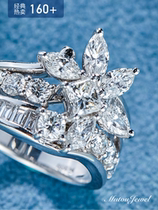Lady synonymous luxury beauty High grade wood self-retention exclusive genuine 18K diamond flower ring