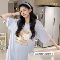 Soft and soft glutinous glutinous Modale short sleeve sleeping dress Women in summer mid-summer long style Sleeping Clothes Cute Cartoon Sweet and Sweet Home Home Clothes