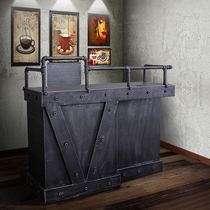 loft American Iron Cash Register Storage Cabinet Counter Retro Personality Bar Reception Desk Hotel Welcome Desk Front Desk