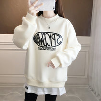 Net red maternity clothes spring new loose cartoon printing round neck long sleeve T-shirt sweater womens top medium long section tide