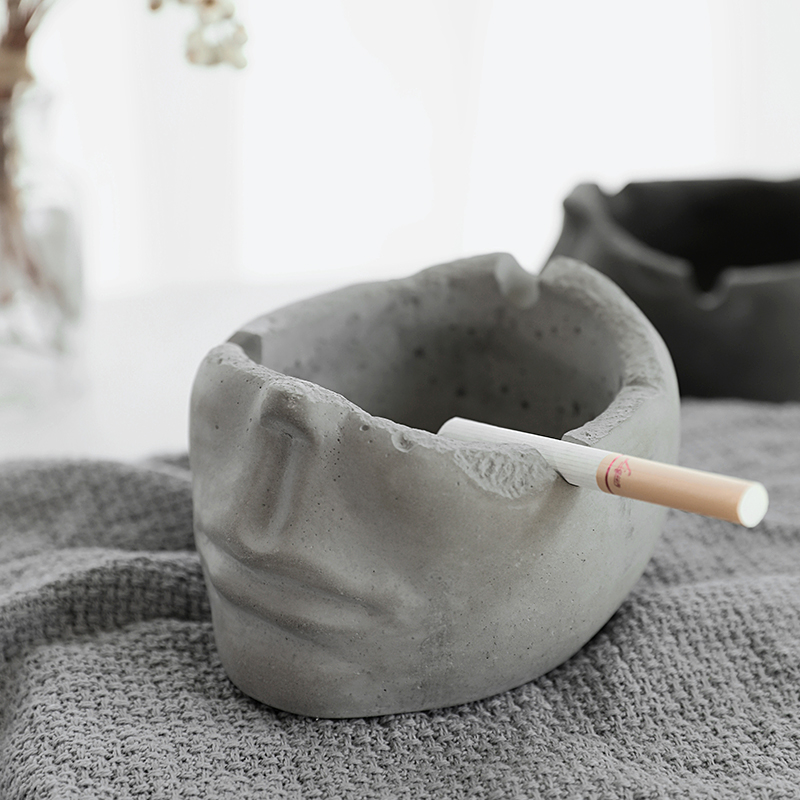Nordic ins creative ashtray household living room fashion simple personality trend office tea table cement ashtray