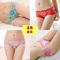 European and American lace personality underwear women ultra-thin mesh fabric perspective underwear low waist seamless thong women