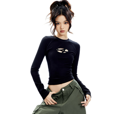 taobao agent Autumn knitted jacket, T-shirt, with sleeve, long sleeve, tight
