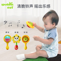 Holding a rocking bell baby holding a rotating musical instrument gripping toys to appease the babys hand can be newborns puzzle multifunction