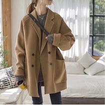 High-end anti-season double-sided cashmere coat women 2021 new winter long little camel fur coat