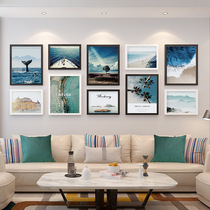 Living Room Solid Wood Photo Wall Photo Frame Hanging Wall Combo Wash Photos Company Cultural Wall Photo Wall Creative Sofa Background