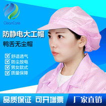 Factory supply pink antistatic large working cap pink striped antistatic dust-free cap pink large working cap