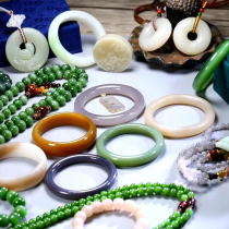 Xinjiang Hetian Jade sheep jade bracelet Jasper lotus root powder sugar white jade pink seed material ink jade blue and white women jade bracelet