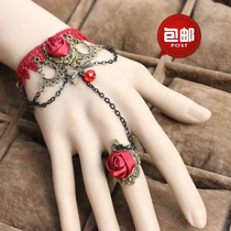 Sexy underwear accessories European court retro red lace bracelet women with ring sex adult zh