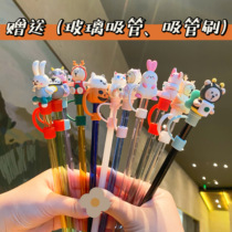 Suitable for Starbucks sippy cup glass straw dust plug creative cartoon bear straw cap straw cap straw insect blocking
