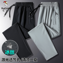 Woodpecker Ice Scars Men Summer Thin Mostly Large Casual Mens Leisure Pants Straight Dry Sports Groups