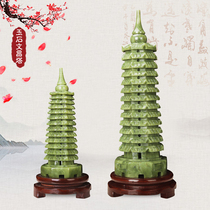 Natural jade carving Wenchang pagoda jade crafts nine layers ten three layers Wenchang pagoda jade ornaments