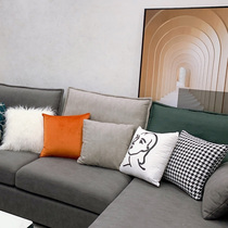 Combination pillow light luxury modern simple velvet orange ins houndstooth bed cushion home stay bag orange