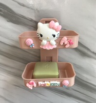Creative cartoon double-layer non-hole wall-mounted soap box cute home toilet drain soap dual-purpose soap holder