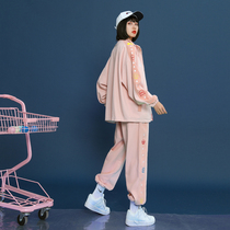Sports leisure suit female 2022 spring and autumn new tide brand national tide loose slim sportswear student two-piece set