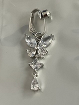 Prevention of punched belly navel beautiful crystal butterfly without piercing navel butterfly butterfly anti-allergic zircon belly button in Europe and America