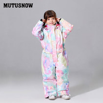 Children's ski clothing conjoined girls winter outdoor ski clothing suit padded warm waterproof windproof ski clothing