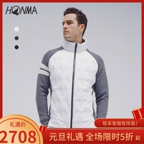 HONMA new golf mens short down jacket stand collar knitted woven woven stitching White Goose Down
