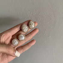 Korean earrings 2021 New Tide Baroque retro earrings advanced light luxury women Sterling Silver anti-allergic earrings
