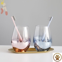 Wash Cup ins Wind egg-shaped lead-free glass mouthwash minimalist mouthwash Cup Nordic brush wash cup with tray
