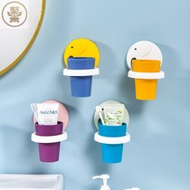 Plastic toothbrush cup holder non-punching toilet rack wall-mounted toothbrush holder bathroom toothbrush cup holder