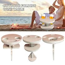 Outdoor Folding Wine Table Portable Picnic Table Wooden Wi