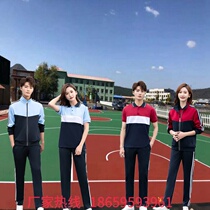 Spring and Autumn middle school students uniforms set three sets of high school students long sleeve class uniform junior high school students cotton short sleeve sportswear