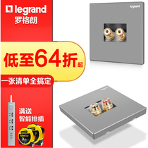 Rogrand switch socket panel deep sand silver one audio socket two-end speaker socket panel Type 86
