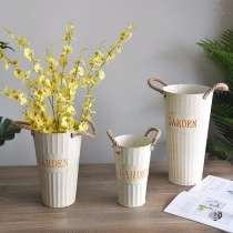Retro tin bucket stalls wrought iron flower pot flower arrangement vase does not leak water wake bucket dried flower bucket flower bucket flower Flower Flower tube
