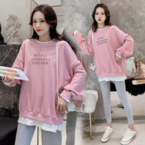 Pregnancy Woman Dress Spring Autumn And Autumn 2022 new sets out of fashion nets Red Sweatshirt Loose to hit undershirt Spring Fashion blouses