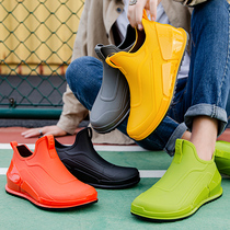 2021 new fashion rain shoes men's tide short tube rain boots non-slip kitchen take-out water shoes with velvet overshoes fishing rubber shoes