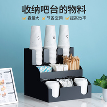 Restaurant disposable paper cup holder milk tea coffee acrylic bar cup dispenser cup holder straw storage box commercial